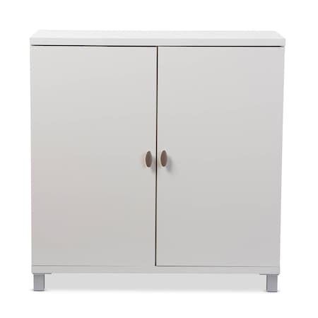 Baxton Studio Marcy White Wood Entryway Bags Storage Sideboard Cabinet 120-6470